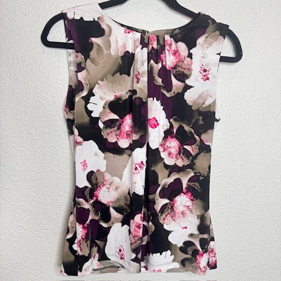 Calvin Klein Sz Small Floral Print Sleeveless Blouse - Picture 4 of 11